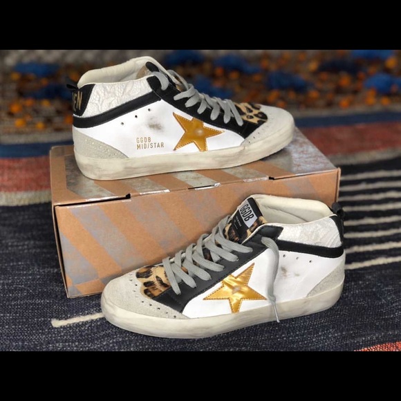 NIB Golden Goose Midstars Leopard Tongue Lace 37/7 - Picture 3 of 6